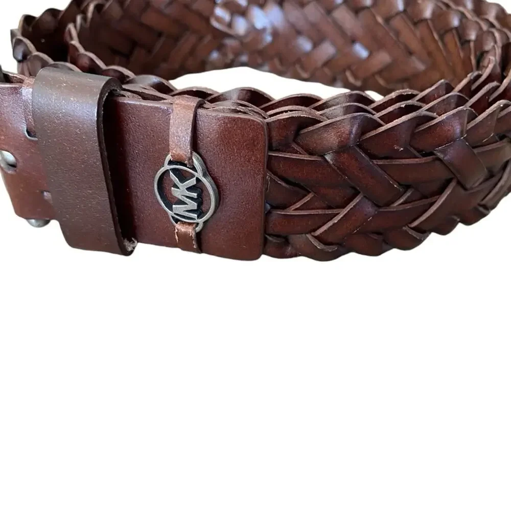 Michael Kors Mens Brown Leather Braided Belt size 40